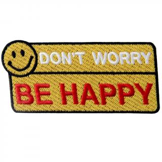 Nažehlovací nášivka DONT WORRY BE HAPPY smajlík  8,8 x 4,2 cm