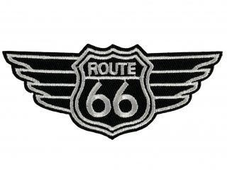 Nažehlovací nášivka  ROUTE 66 Black Wings Rozměr:  10 x 4 cm