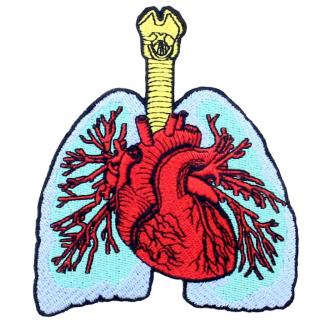 Nažehlovací nášivka Srdce napojené na plíce 8,4 x 8,8 cm