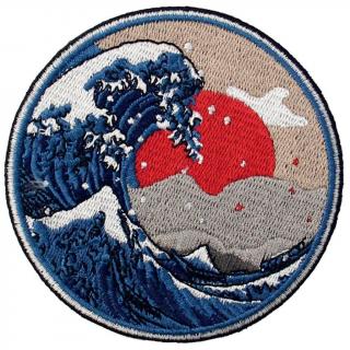 Nažehlovací nášivka The great wave Japonsko. Průměr: 8,8 cm