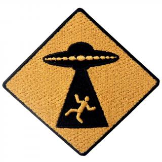 Nažehlovací nášivka Varování ufo 8,8 x 8,4 cm