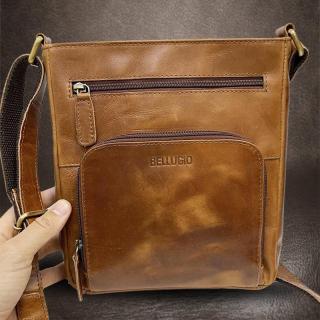 Pánská hnědá BELLUGIO Leather kožená crossbody messenger taška přes rameno | velikost L velká (Prémiová kvalita, poctivě šitá, dokonalá ruční práce, exkluzivní materiál. S tímto produktem se budete pyšnit nejen vy, hlavně ale obdarovaní. Špičková poctivá)