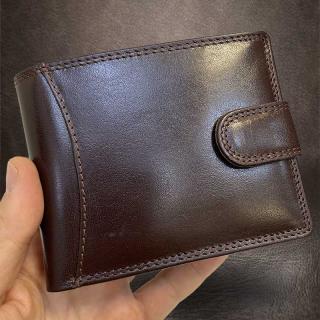 Pánská hnědá kožená peněženka Ricardo Leather RFID s monogramem (ražba) (Stačí přidat monogram a máte opravdu dokonalý dárek. Úžasný originál v podobě velmi kvalitní kožené peněženky.)