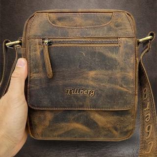 Pánská hnědá TILLBERG Leather kožená crossbody messenger taška přes rameno | velikost S malá (Úžasná patina, dokonalý nevšední odstín hnědé barvy. Praktická ideální velikosti. Toto je opravdu luxusní kousek, prémiová kvalita kůže a šití.)