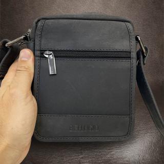 Pánská malá černá BELLUGIO Leather kožená crossbody messenger taška přes rameno | velikost XS malá (Maličká, skvělá na dovolenou, pojme velmi mnoho důležitých drobností. Velmi kvalitní kůže, dokonalé zpracování, skvělý klasický design.)