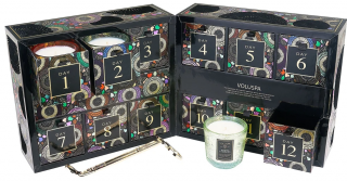 Voluspa - adventní kalendář 12-ti malých vonných svíček JAPONICA ADVENT 12 PEDESTAL GIFT SET 12x 72g