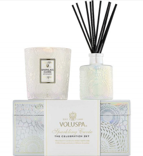 Voluspa - CELEBRATION SET - dárkový set svíčka + difuzér SPARKLING CUVÉE (Šumivé cuvée) 142 g + 100 ml