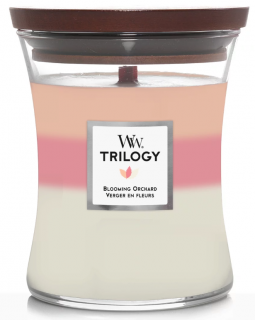 WoodWick Trilogy- vonná svíčka BLOOMING ORCHARD (Rozkvetlý sad)  275 g g