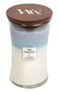 WoodWick - vonná svíčka Trilogy CALMING RETREAT (Uklidňující ústraní) 609 g