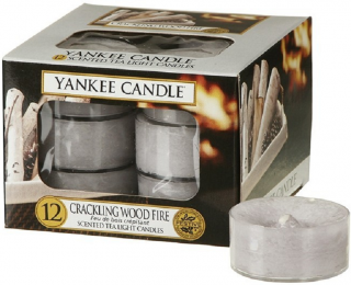 Yankee Candle - čajové svíčky CRACKLING WOOD FIRE (Praskající oheň v krbu) 12 ks