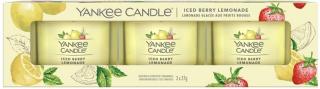 Yankee Candle - sada tří skleněných votivních svíček ICED BERRY LEMONADE (Ledová limonáda) 3 x 37 g