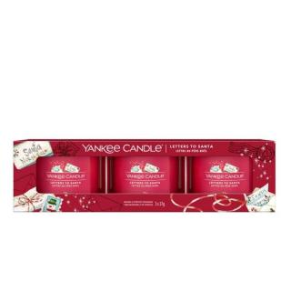 Yankee Candle - sada tří skleněných votivních svíček LETTERS TO SANTA (Dopisy Santovi) 3 x 37 g