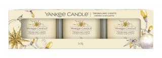 Yankee Candle - sada tří skleněných votivních svíček TWINKLING LIGHTS (Blikající světýlka) 3 x 37 g