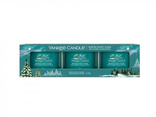 Yankee Candle - sada tří skleněných votivních svíček WINTER NIGHT STARS (Hvězdy zimní noci) 3 x 37 g