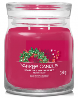 Yankee Candle Signature - vonná svíčka SPARKLING WINTERBERRY (Jiskrné zimní bobule) 368 g