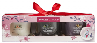 Yankee Candle - VÁNOČNÍ DÁRKOVÁ SADA 3 SKLENĚNÝCH VOTIVNÍCH SVÍČEK 3 x 37 g