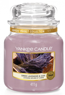 Yankee Candle - vonná svíčka DRIED LAVENDER & OAK (Sušená levandule a dub) 411 g