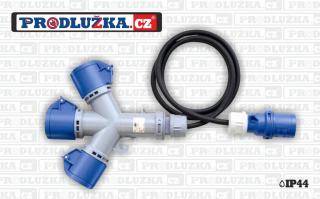 3x CEE zásuvka 230V/16A/3p-1x vidlice 1,5m 230V/16A/3p IP44