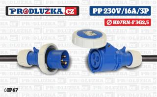 Prodlužovací přívod 230V/16A/3p/3G2,5/IP67 Délka 10 m