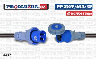 Prodlužovací přívod 230V/63A/3p/3G16/IP67 Délka 10 m