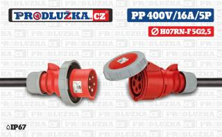 Prodlužovací přívod 400V/16A/5p/5G2,5/IP67 Délka 5 m