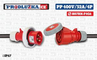 Prodlužovací přívod 400V/32A/4p/4G6/IP67 Délka 10 m