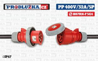 Prodlužovací přívod 400V/32A/5p/5G4/IP67 Délka 10 m