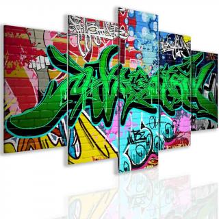 Pětidílný obraz graffiti greenery Velikost (šířka x výška): 100x50 cm