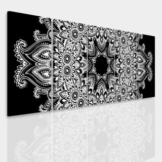 Vícedílný obraz - Černobílá mandala II. Velikost (šířka x výška): 150x60 cm