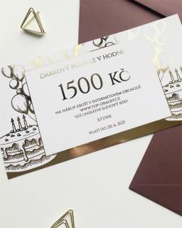 Dárkový poukaz v obálce - Narozeninový Barva písma: Rose Gold, Dárkový poukaz v hodnotě: 1000,-, Vzhled dárkového poukazu: Birthday