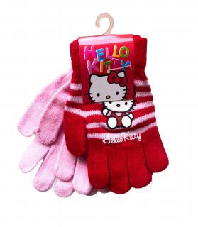 Rukavice HELLO KITTY prstové červené + růžové 2 pack