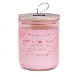 DW HOME vonná svíčka v recyklovaném skle Peony & Garden Rose, velká