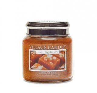 VILLAGE CANDLE vonná svíčka ve skle Golden Caramel, střední