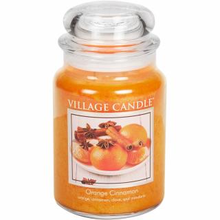 VILLAGE CANDLE vonná svíčka ve skle Orange Cinnamon, velká