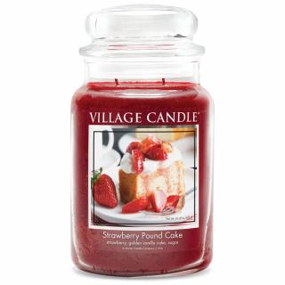 VILLAGE CANDLE vonná svíčka ve skle Strawberry Pound Cake, velká