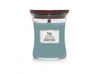 WOODWICK vonná svíčka ve skle Evergreen Cashmere, střední