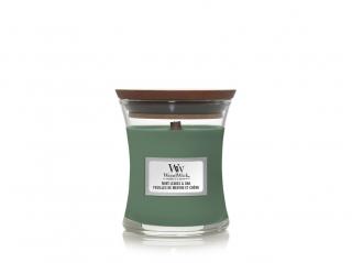 WOODWICK vonná svíčka ve skle Mint Leaves & Oak, malá