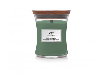 WOODWICK vonná svíčka ve skle Mint Leaves & Oak, střední