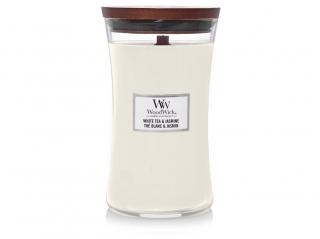 WOODWICK vonná svíčka ve skle  White Tea & Jasmine, velká