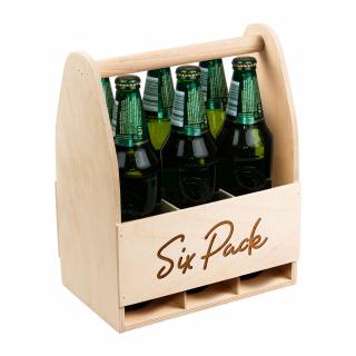 Dřevěný nosič na 6 piv SIX PACK - 32x26x16 cm, Přírodní