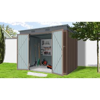 Riwall PRO RMSP 6x8 Brown - zahradní domek kovový 2,4 x 1,8 m s pultovou střechou hnědý