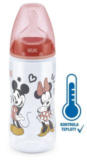 NUK FC+ lahev s kontrolou teploty Mickey červená 300 ml