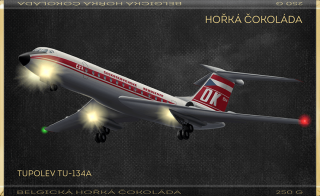 CHOCO POLA - Tupolev Tu-134A kód: 93-042  retro čokoláda 250g (hořká)