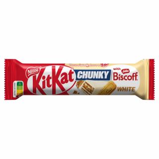 KITKAT CHUNKY white Lotus Biscoff tyčinka s oplatkou v bílé polevě a náplní s kousky sušenek 42g