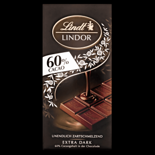 LINDT Lindor čokoláda hořká Extra Dunkel 60% Cacao 100g