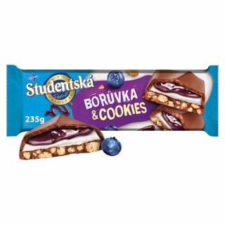 ORION STUDENTSKÁ PEČEŤ Mléčná čokoláda borůvka & cookies 235g