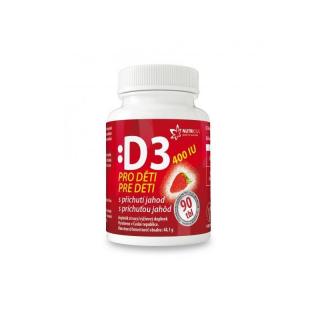 Nutricius Vitamín D3 400IU pro děti - jahoda tbl 90 Nutricius