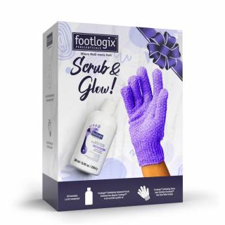 Footlogix Scrub&Glow! - Exfoliating Seaweed Scrub (15) a Footlogix Exfolianting glove dárkový set