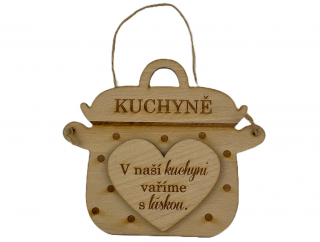 KUCHYNĚ - dřevěná cedule 18 cm x 16 cm