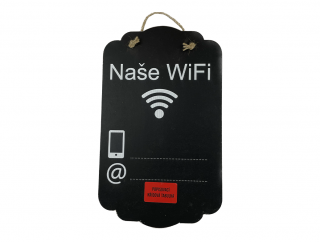 Naše WiFi - dřevěná cedule 40 cm x 24 cm